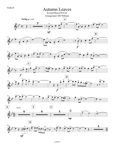 Free Sheet Music Autumn Leaves Violin 2