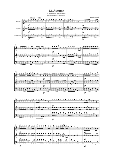 Free Sheet Music Autumn String Trio For String Trio