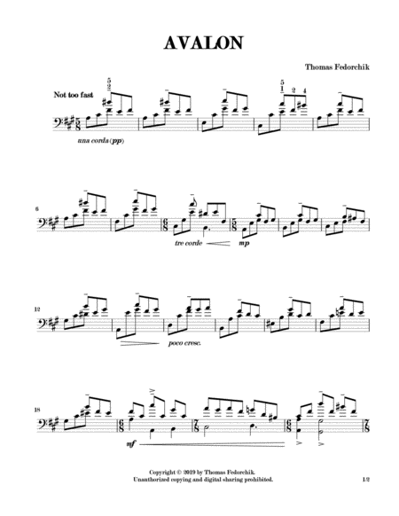 Free Sheet Music Avalon From Myth Etudes