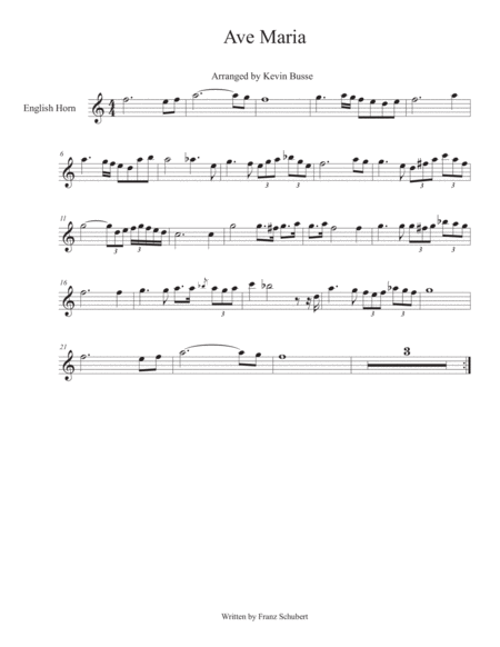 Free Sheet Music Ave Mari English Horn