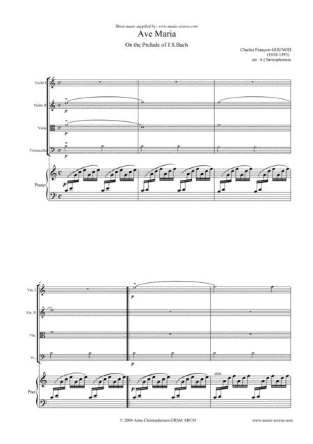 Ave Maria 2 Violins Viola Cello And Piano Sheet Music