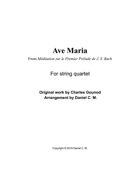 Free Sheet Music Ave Maria By Bach And Gounod String Quartet