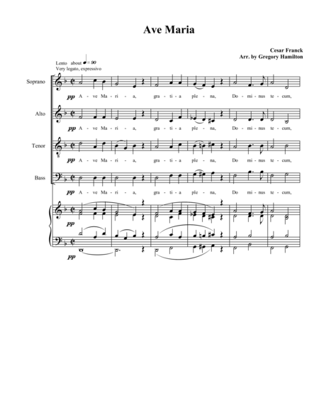 Ave Maria By Cesar Franck Arr Gregory Hamilton Sheet Music