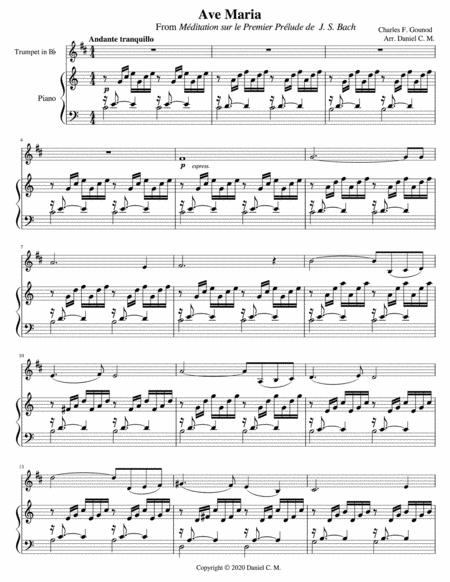 Free Sheet Music Ave Maria By Gounod For Bb Trumpet And Piano