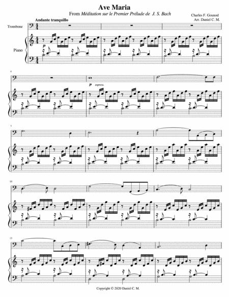 Ave Maria By Gounod For Trombone And Piano Sheet Music