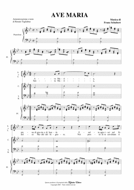 Free Sheet Music Ave Maria By Schubert Arr For Solo Choir Atb And Piano Organ