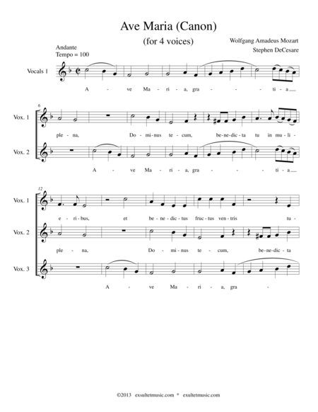 Ave Maria Canon Sheet Music