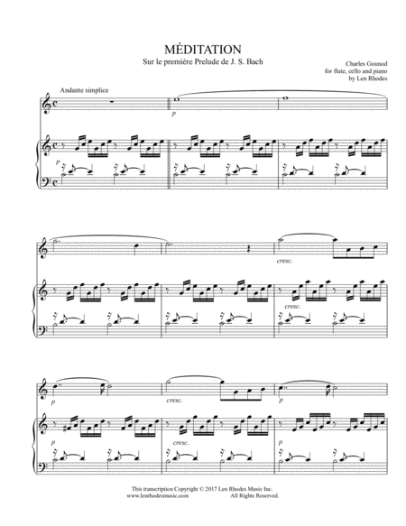 Free Sheet Music Ave Maria Charles Gounod Js Bach Arranged For Flute Cello And Piano