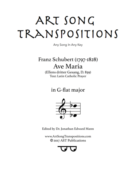 Ave Maria D 839 G Flat Major Latin Sheet Music