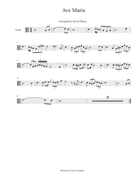 Ave Maria Easy Key Of C Viola Sheet Music