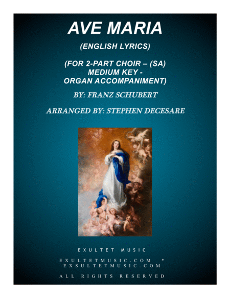 Ave Maria For 2 Part Choir Sa English Lyrics Medium Key Organ Accompaniment Sheet Music