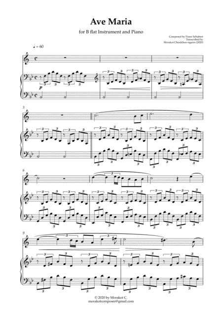 Ave Maria For B Flat Instrument And Piano Schubert Sheet Music