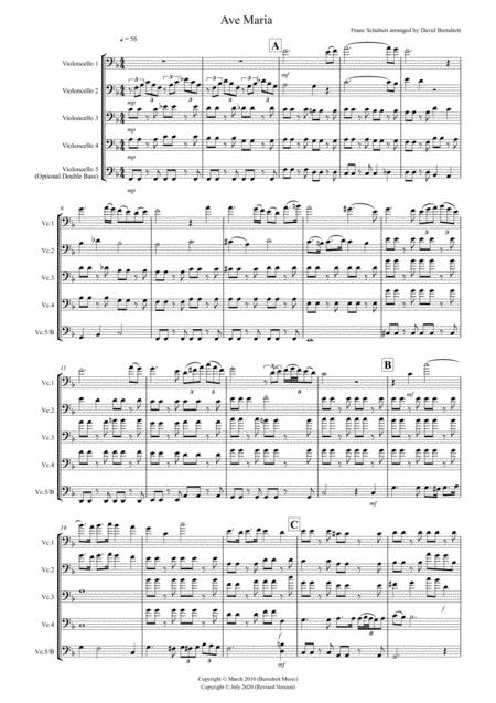 Ave Maria For Cello Quintet Sheet Music