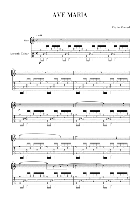 Free Sheet Music Ave Maria For Guitar Tab And Flute