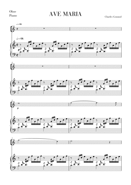 Free Sheet Music Ave Maria For Oboe