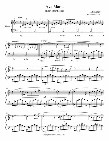 Ave Maria For Piano Simplified Version Sheet Music