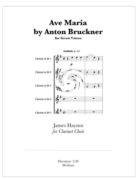 Ave Maria For Seven Voices Clarinet Choir Sheet Music