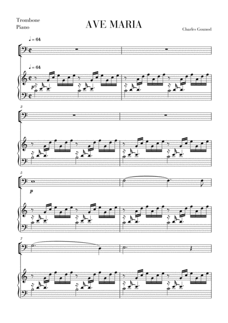 Free Sheet Music Ave Maria For Trombone