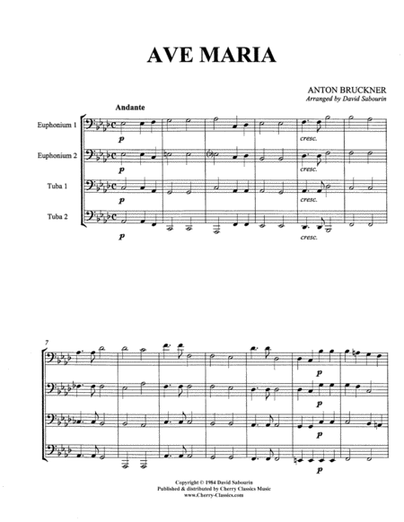 Free Sheet Music Ave Maria For Tuba Quartet
