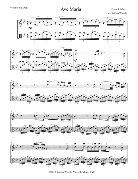 Ave Maria For Violin And Viola Duo Sheet Music