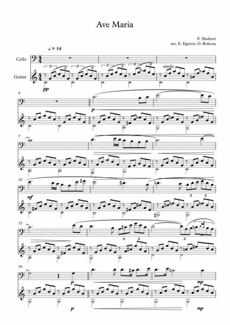 Ave Maria Franz Schubert For Cello Guitar Sheet Music