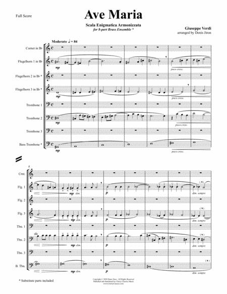 Free Sheet Music Ave Maria From Quattro Pezzi Sacri For 8 Part Brass Ensemble