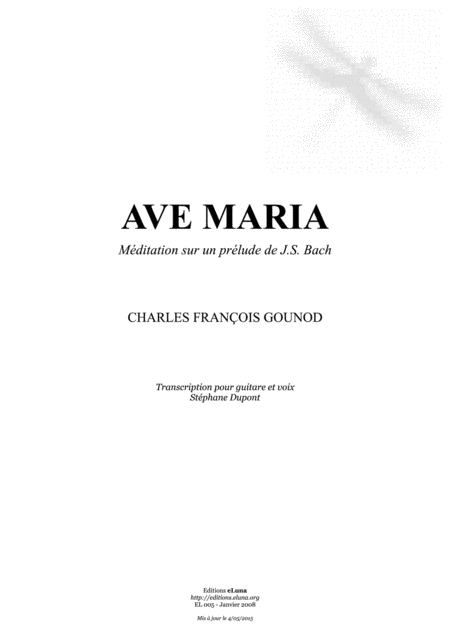 Free Sheet Music Ave Maria Mditation Sur Un Prlude De Js Bach
