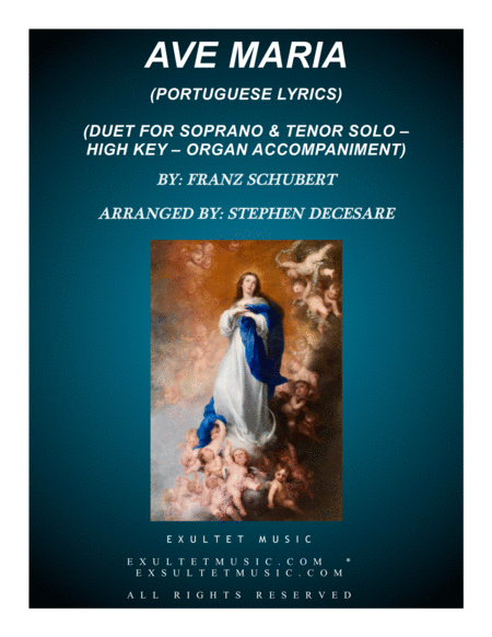 Ave Maria Portuguese Lyrics Duet For Soprano Tenor Solo High Key Organ Accompaniment Sheet Music