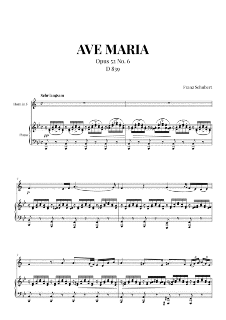 Free Sheet Music Ave Maria Schubert For French Horn And Piano