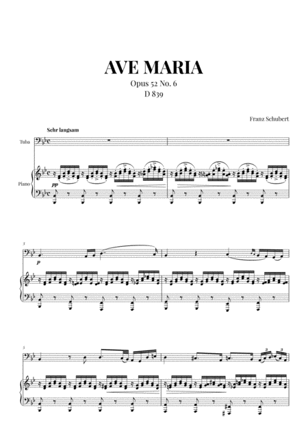 Free Sheet Music Ave Maria Schubert For Tuba And Piano