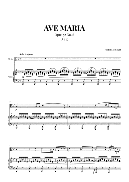 Free Sheet Music Ave Maria Schubert For Viola And Piano
