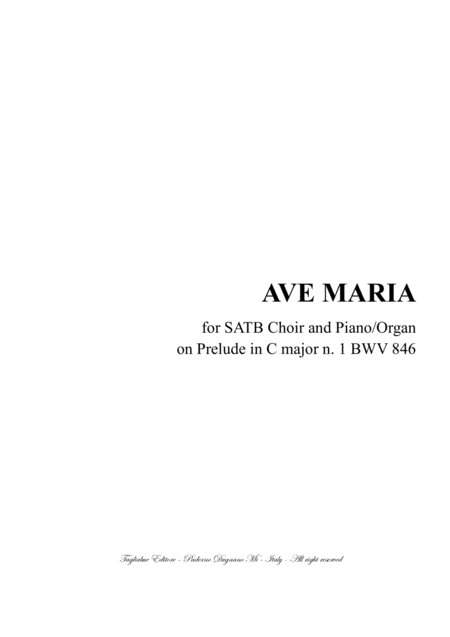 Ave Maria Tagliabue For Satb Choir And Piano Organ On Prelude In C Major N 1 Bwv 846 Sheet Music