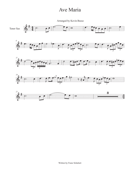 Ave Maria Tenor Sax Sheet Music