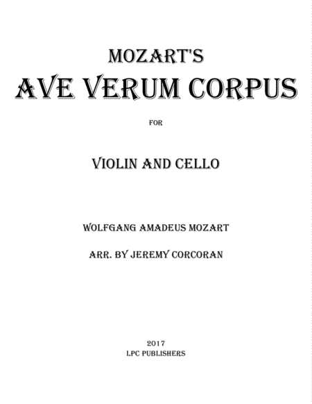 Free Sheet Music Ave Verum Corpus For Violin And Cello