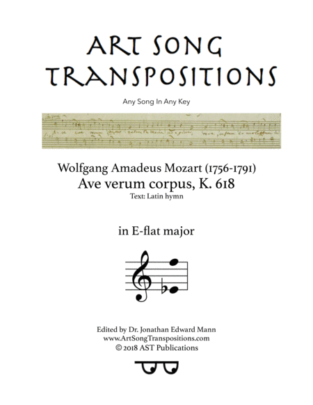 Ave Verum Corpus K 618 E Flat Major Sheet Music