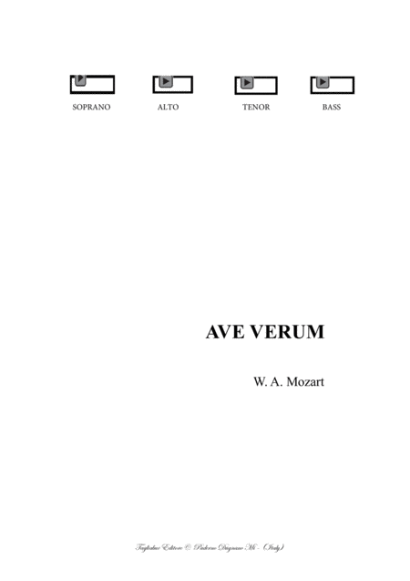 Ave Verum W A Mozart For Satb Choir And Organ Pdf Files With Embedded Mp3 Files Of The Individual Parts Sheet Music