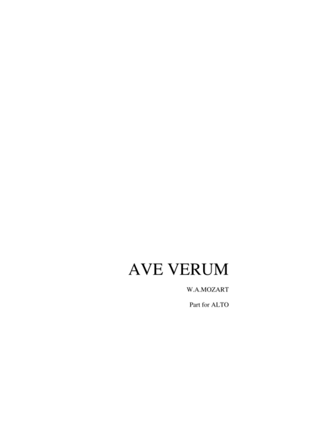 Ave Verum W A Mozart Part For Alto Sheet Music