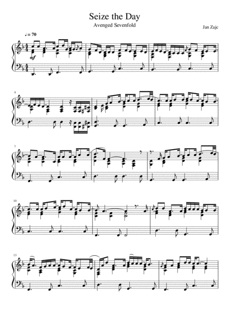 Free Sheet Music Avenged Sevenfold Seize The Day