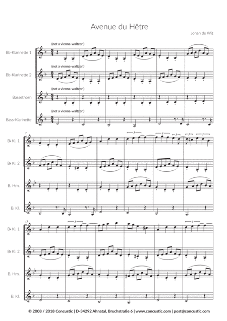 Avenue Du Htre Clarinet Quartet Sheet Music