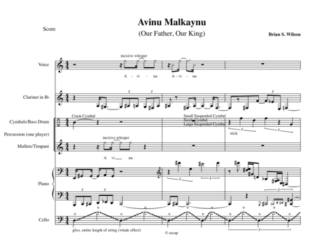 Avinu Malkaynu Score And Parts Sheet Music