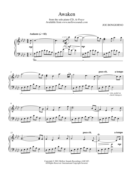 Free Sheet Music Awaken By Joe Bongiorno