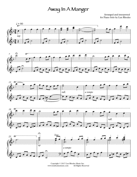 Free Sheet Music Away In A Manger A Contemporary Piano Solo