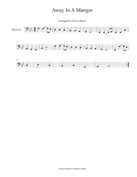 Free Sheet Music Away In A Manger Bassoon