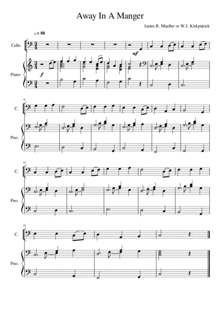 Free Sheet Music Away In A Manger Cello Solo