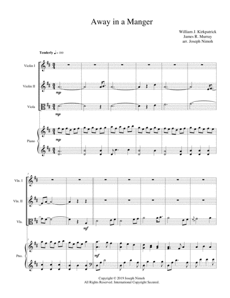 Free Sheet Music Away In A Manger Cradle Song Score All Parts