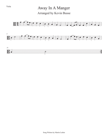 Free Sheet Music Away In A Manger Easy Key Of C Viola