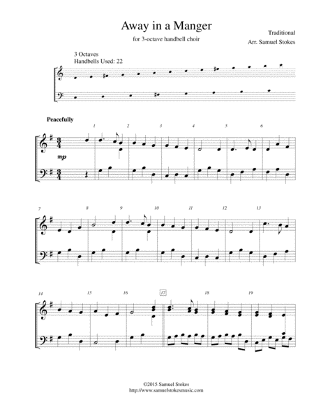 Away In A Manger For 3 Octave Handbell Choir Sheet Music