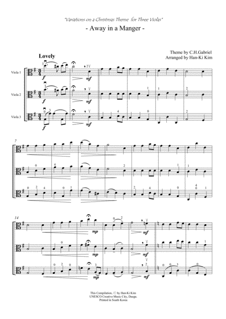 Away In A Manger For 3 Violas Sheet Music