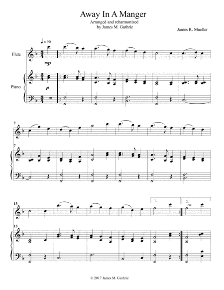 Away In A Manger For Flute Piano Sheet Music