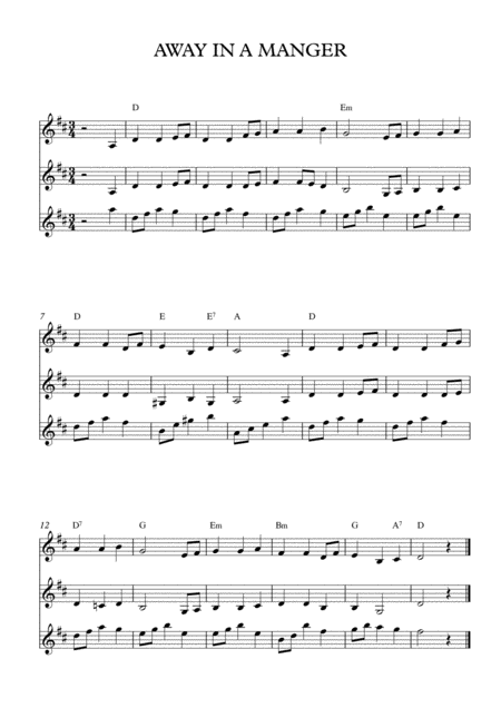 Away In A Manger For Folk Groups And Congregational Singing Sheet Music